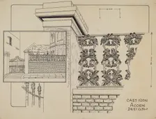 Cast Iron Fence Railing, c. 1936. Creator: Ray Price