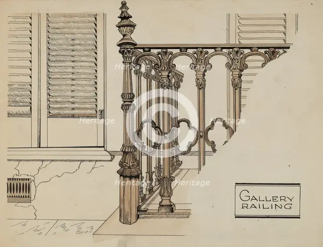 Cast Iron Gallery Rail, c. 1936. Creator: Ray Price.