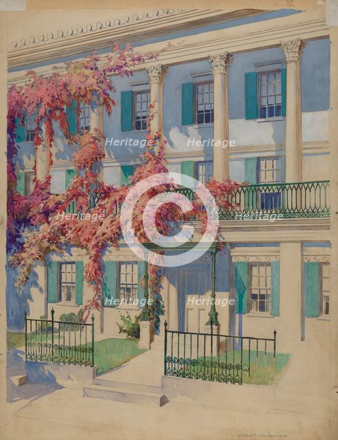 Cast Iron Garden Balcony, 1935/1942. Creator: Gilbert Sackerman.