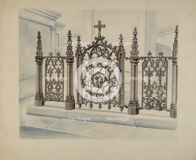 Cast Iron Gate and Fence, c. 1936. Creator: Al Curry.