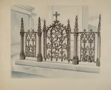 Cast Iron Gate and Fence, c. 1936. Creator: Al Curry