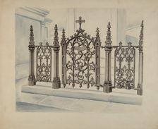 Cast Iron Gate and Fence, c. 1936. Creator: Al Curry