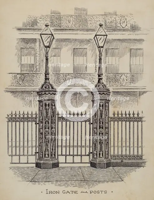 Cast Iron Gate and Fence, c. 1936. Creator: Al Curry.