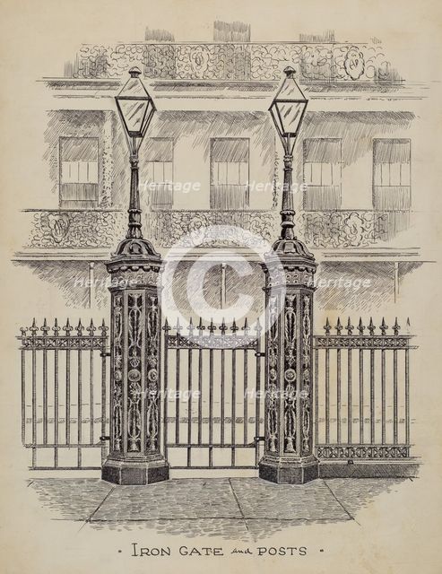 Cast Iron Gate and Fence, c. 1936. Creator: Al Curry.