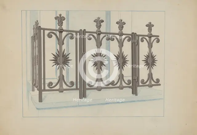 Cast Iron Gate and Fence, c. 1936. Creator: Joseph L. Boyd.
