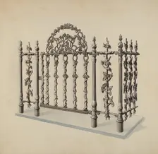 Cast Iron Gate and Fence, c. 1936. Creator: Lucien Verbeke