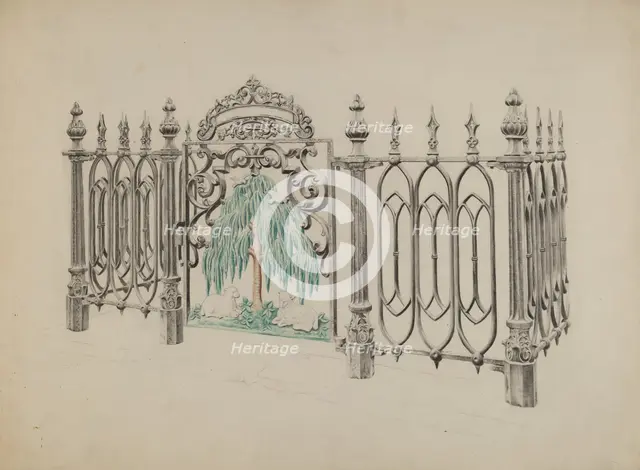 Cast Iron Gate and Fence, c. 1936. Creator: Ray Price.