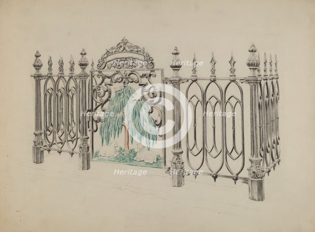 Cast Iron Gate and Fence, c. 1936. Creator: Ray Price.