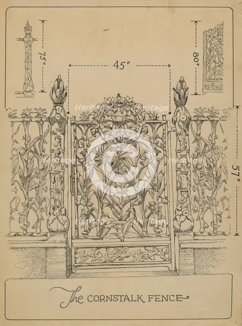 Cast Iron Gate and Fence, c. 1936. Creator: Thomas Byrne.