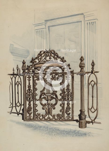 Cast Iron Gate, c. 1936. Creator: Al Curry.