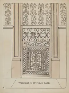 Cast Iron Gate, c. 1936. Creator: Ray Price