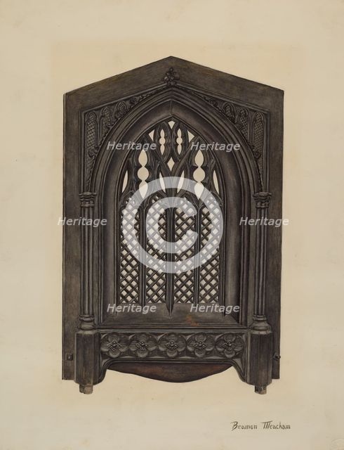 Cast Iron Gate Front, c. 1941. Creator: Beamon Meacham.