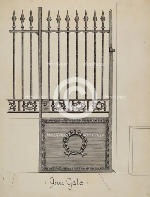 Cast Iron Gateway, c. 1936. Creator: Ray Price.