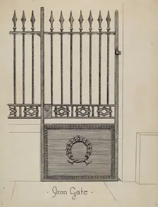 Cast Iron Gateway, c. 1936. Creator: Ray Price