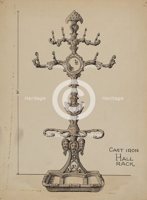 Cast Iron Hat Rack, c. 1936. Creator: Lucien Verbeke.