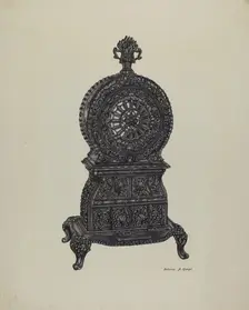 Cast Iron Heater Stove, c. 1940. Creator: Dolores Haupt