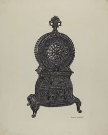 Cast Iron Heater Stove, c. 1940. Creator: Dolores Haupt