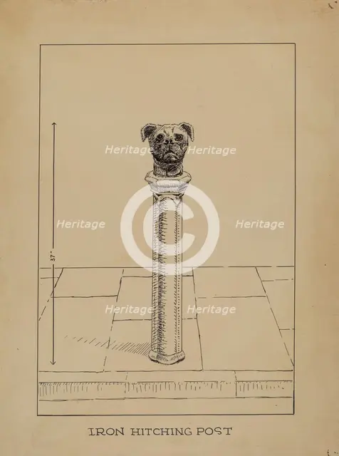 Cast Iron Hitching Post, 1935/1942. Creator: Lucien Verbeke.