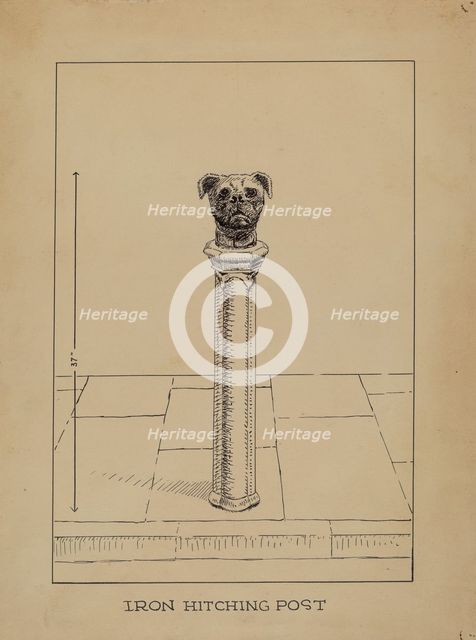 Cast Iron Hitching Post, 1935/1942. Creator: Lucien Verbeke.