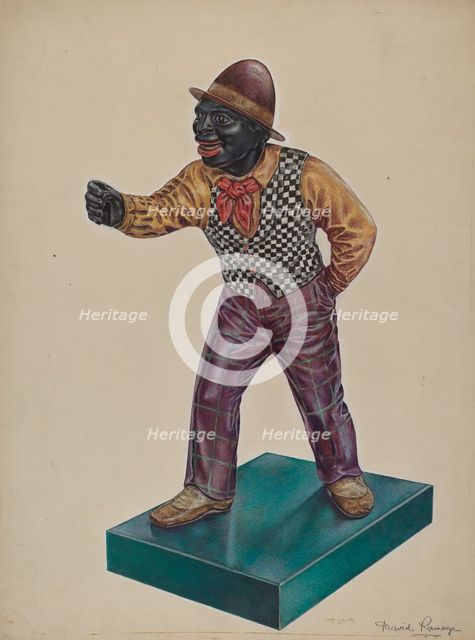 Cast Iron Hitching Post, c. 1938. Creator: David Ramage.