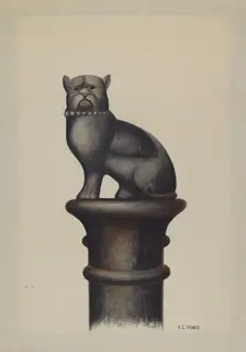Cast Iron Hitching Post, c. 1941. Creator: V. L. Vance