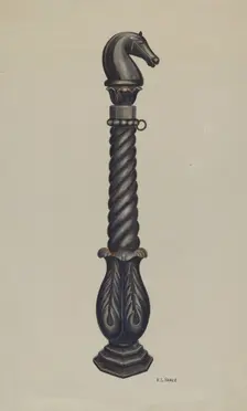 Cast Iron Hitching Post, c. 1941. Creator: V. L. Vance