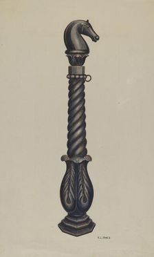 Cast Iron Hitching Post, c. 1941. Creator: V. L. Vance