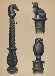 Cast Iron Hitching Post, c. 1941. Creator: V. L. Vance