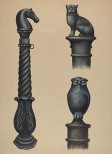 Cast Iron Hitching Post, c. 1941. Creator: V. L. Vance
