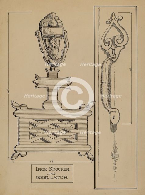 Cast Iron Knocker/Latch, c. 1936. Creator: Al Curry.