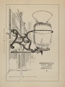 Cast Iron Lamp Bracket, c. 1936. Creator: Thomas Byrne