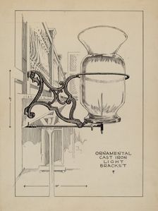 Cast Iron Lamp Bracket, c. 1936. Creator: Thomas Byrne