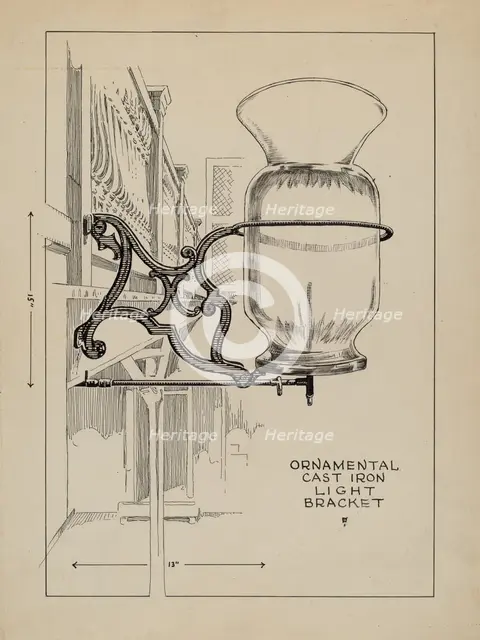Cast Iron Lamp Bracket, c. 1936. Creator: Thomas Byrne.