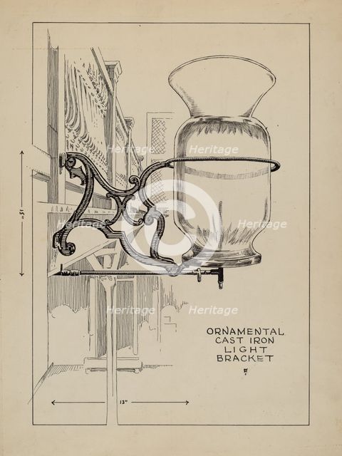 Cast Iron Lamp Bracket, c. 1936. Creator: Thomas Byrne.