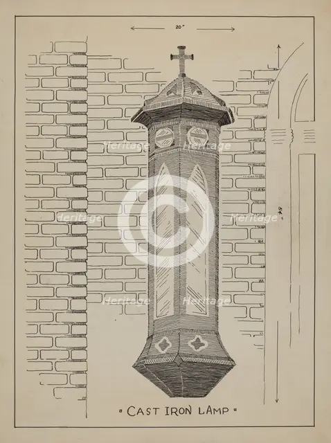 Cast Iron Lamp, c. 1936. Creator: Ray Price.