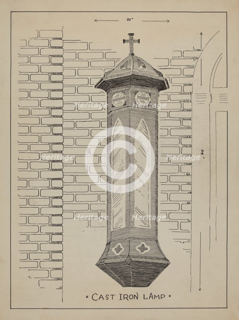 Cast Iron Lamp, c. 1936. Creator: Ray Price.