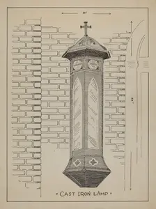 Cast Iron Lamp, c. 1936. Creator: Ray Price