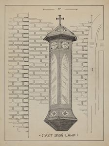 Cast Iron Lamp, c. 1936. Creator: Ray Price