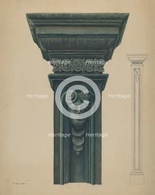 Cast Iron Pillar, 1935/1942. Creator: Vera Van Voris.