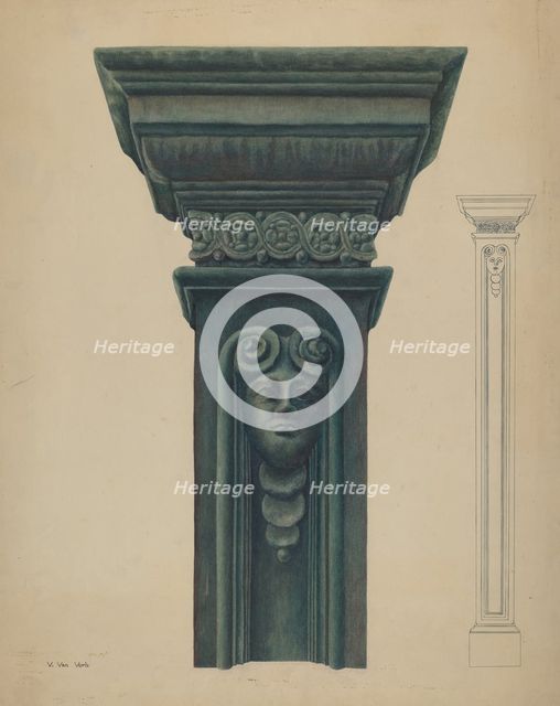 Cast Iron Pillar, 1935/1942. Creator: Vera Van Voris.