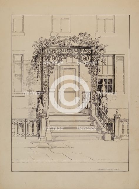 Cast Iron Porch, c. 1936. Creator: Gilbert Sackerman.