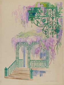 Cast Iron Porch Railing, c. 1936. Creator: Gilbert Sackerman