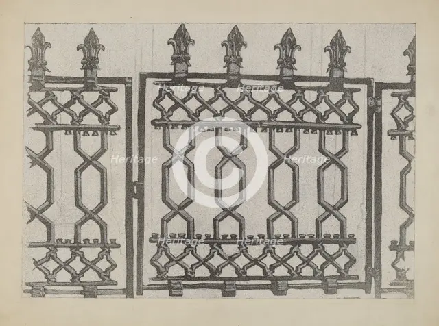 Cast Iron Rail and Gate, c. 1936. Creator: Arelia Arbo.