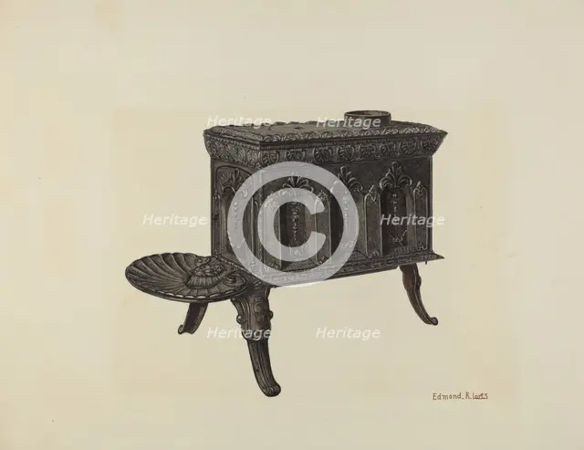 Cast Iron Stove, c. 1940. Creator: Edmond Lorts.