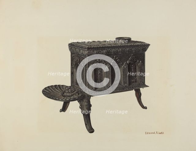 Cast Iron Stove, c. 1940. Creator: Edmond Lorts.