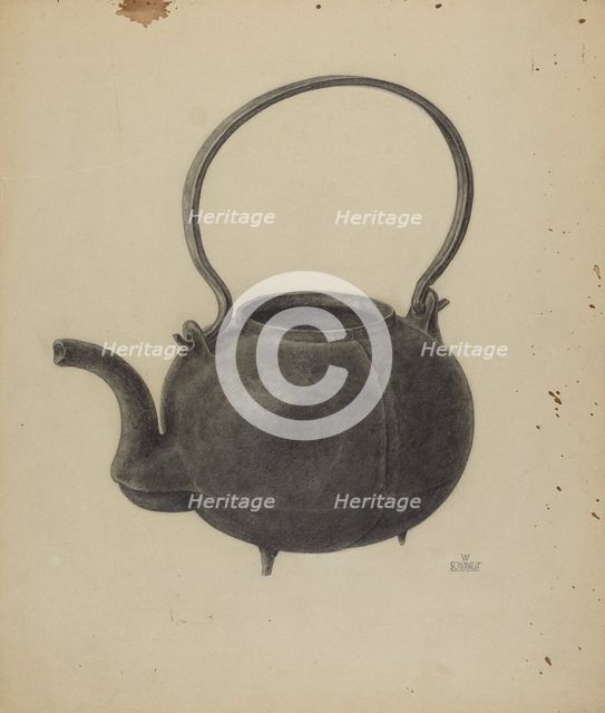 Cast Iron Tea Kettle, c. 1938. Creator: William Schmidt.