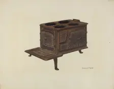 Cast Iron Toy Stove, c. 1939. Creator: Edmond Lorts