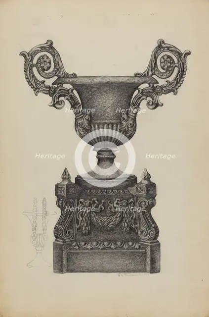 Cast Iron Urn, c. 1937. Creator: Austin L. Davison.