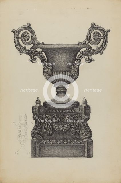 Cast Iron Urn, c. 1937. Creator: Austin L. Davison.