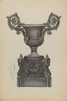 Cast Iron Urn, c. 1937. Creator: Austin L. Davison